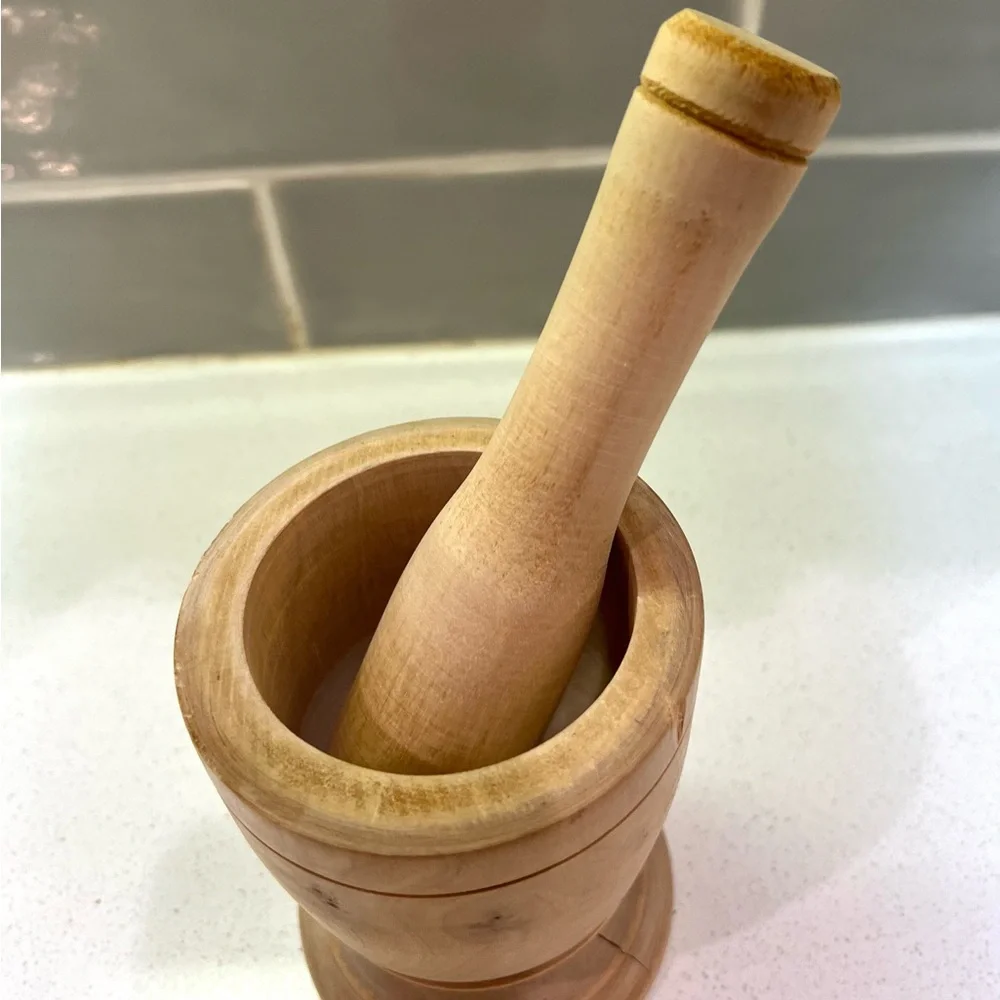 Wooden Puerto Rican Pilón & Maceta Caribbean Mortar & Pestle Handmade Muddler